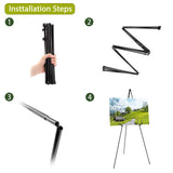 AROIC 63" Easel Stand for Display, 3 Pack Portable Foldable Metal Easel, Easels for Signs Wedding Logos,Arts, Painting,Adjustable Floor Easels with 3 Storage Bag AROIC
