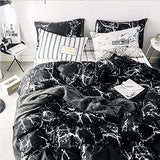 karever Black Marble Comforter Set Full/Queen White Texture Bedding Reversible Teen Boy Men Full Size Soft Lightweight Quilt Set, 3 PCs( 1 Comforter, 2 Pillowcases) KAREVER