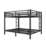 HKOLIE Queen Over Queen Bunk Bed, Metal Bunk Bed Frame Heavy Duty Bunk Beds Loft Bed Frame with Ladder and Guardrail Metal Slats No Box Spring Required for Adults Teens, Queen Over Queen Size HKOLIE
