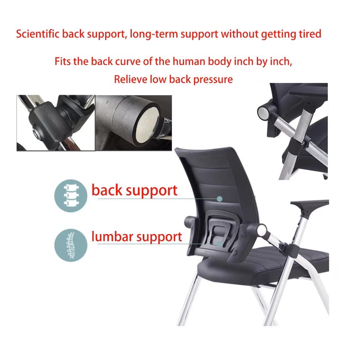 Folding office chair with wheels portable,comfy chair for desk,Home office chair ergonomic desk chair leather padded seats,desk chair for bedroom,conference training chairs for adults livingr - WoodArtSupply