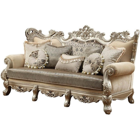 Acme Ranita Fabric Upholstered Sofa in Champagne and Beige Acme