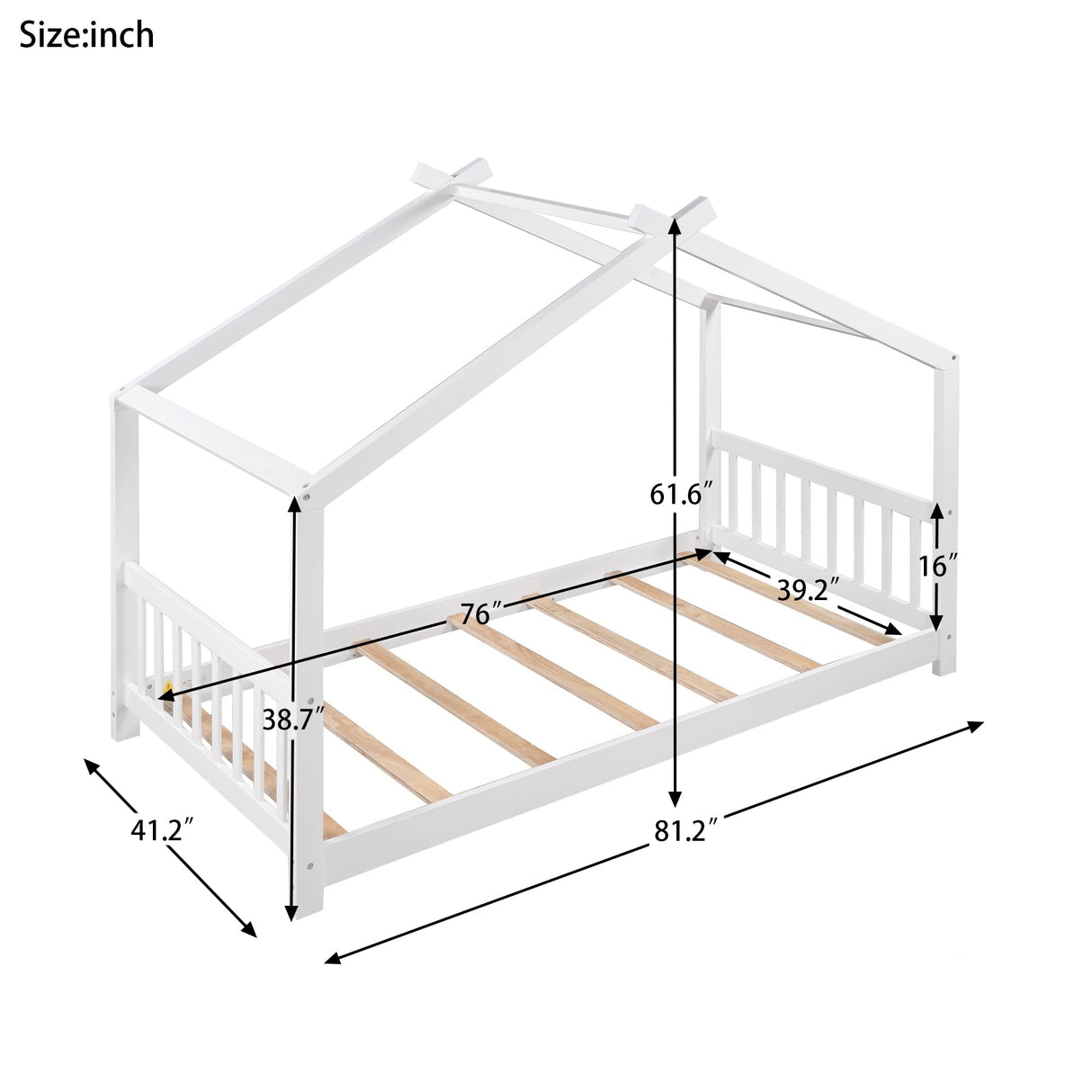 Merax Twin Kids House Bed Frame – Charming Wood Design with Headboard & Footboard in White Merax