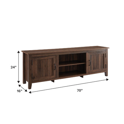 Walker Edison Ashbury Coastal Style Grooved Door TV Stand for TVs up to 80 Inches, 70 Inch, Dark Walnut - WoodArtSupply