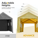 ADVANCE OUTDOOR 12x20 ft Canopy Garage Heavy Duty Carport Car Boat Shelter Party Tent, Adjustable Peak Height from 9.5ft to 11ft, with Removable Window Sidewalls and Doors, Beige ADVANCE OUTDOOR