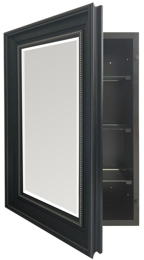 HESONTH 16"x26" Medicine Cabinet with Mirror Retro Bathroom Medicine Cabinet Organizer with Shelves Farmhouse Wall Mounted Hanging Rectangular Bathroom Mirror Cabinet Recess or Surface Mount HESONTH