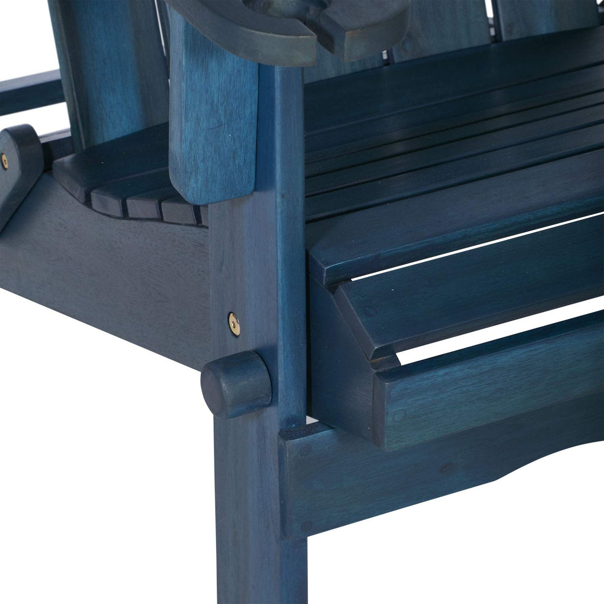 Walker Edison Sully Classic Solid Acacia Wood Outdoor Folding Adirondack Chair, 38 Inch, Navy Blue Wash Walker Edison