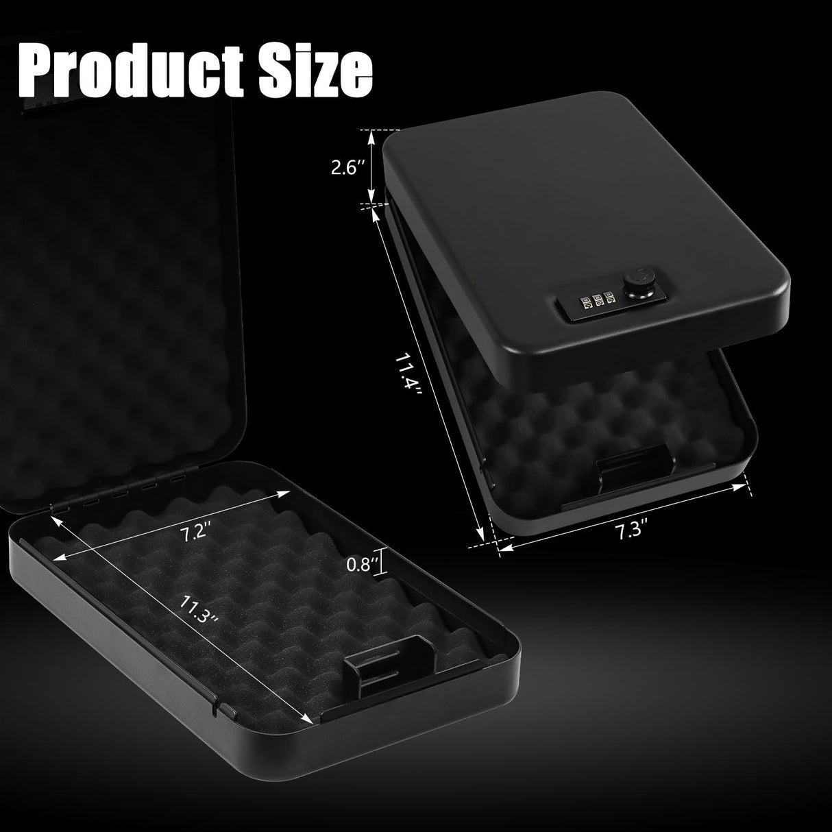 Dalmbox Gun Safe for Pistols X Large, 11 x 7 x 3 Inches, Handgun Lock Box with Combination Lock Portable Travel Pistol Safe for Car, Home, Travel Dalmbox