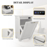 Ymise Tilt Out Trash Cabinet, 10-Gallon Trash Can Cabinet with Deodorising Function, Wooden Freestanding Garbage Can Cabinet for Home and Kitchen Hidden Laundry Hamper Cabinet, White Ymise