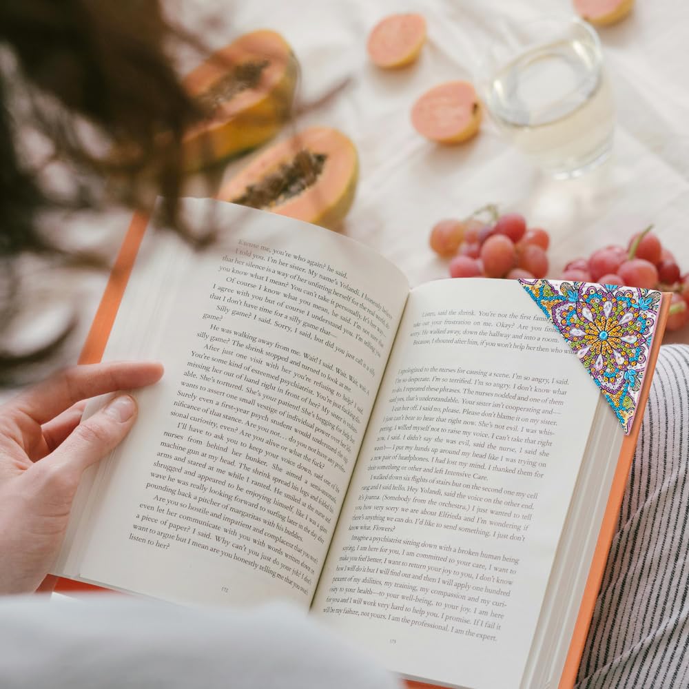 4PCS Diamond Art Bookmarks,DIY Diamond Painting Corner Bookmarks for Book Lovers,Cute Mandala Design Craft Kits for Kids,Adults,Beginners,Home and Office CHGANG