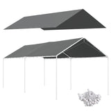Outsunny 10' x 20' Carport Replacement Top Canopy Cover, UV Resistant and Water Resistant Car Port Portable Garage Tent Cover with Ball Bungee Cords, Dark Gray, Only Cover Outsunny