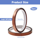 Fyguard 9 Rolls 10mm×30m (98Ft) Sublimation Tape Heat Tape Transfer Tape High Temperature Heat Resistant Tape, Heat Tape for Sublimation Heat Press Electronic Soldering Masking, No Residue Fyguard