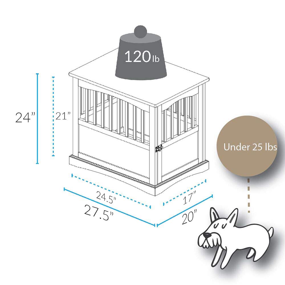 Casual Home Wooden Pet Crate, End Table, Medium, New White - WoodArtSupply