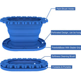 SUWARMN Paint Brush Cleaner Rinse Cup (All-in-One), Foldable Brushes Holder & Brush Cleaning Cup for Acrylic, Watercolor, and Water-Based Mediums, for Fine Art, Studio, Classroom(Blue) SUWARMN