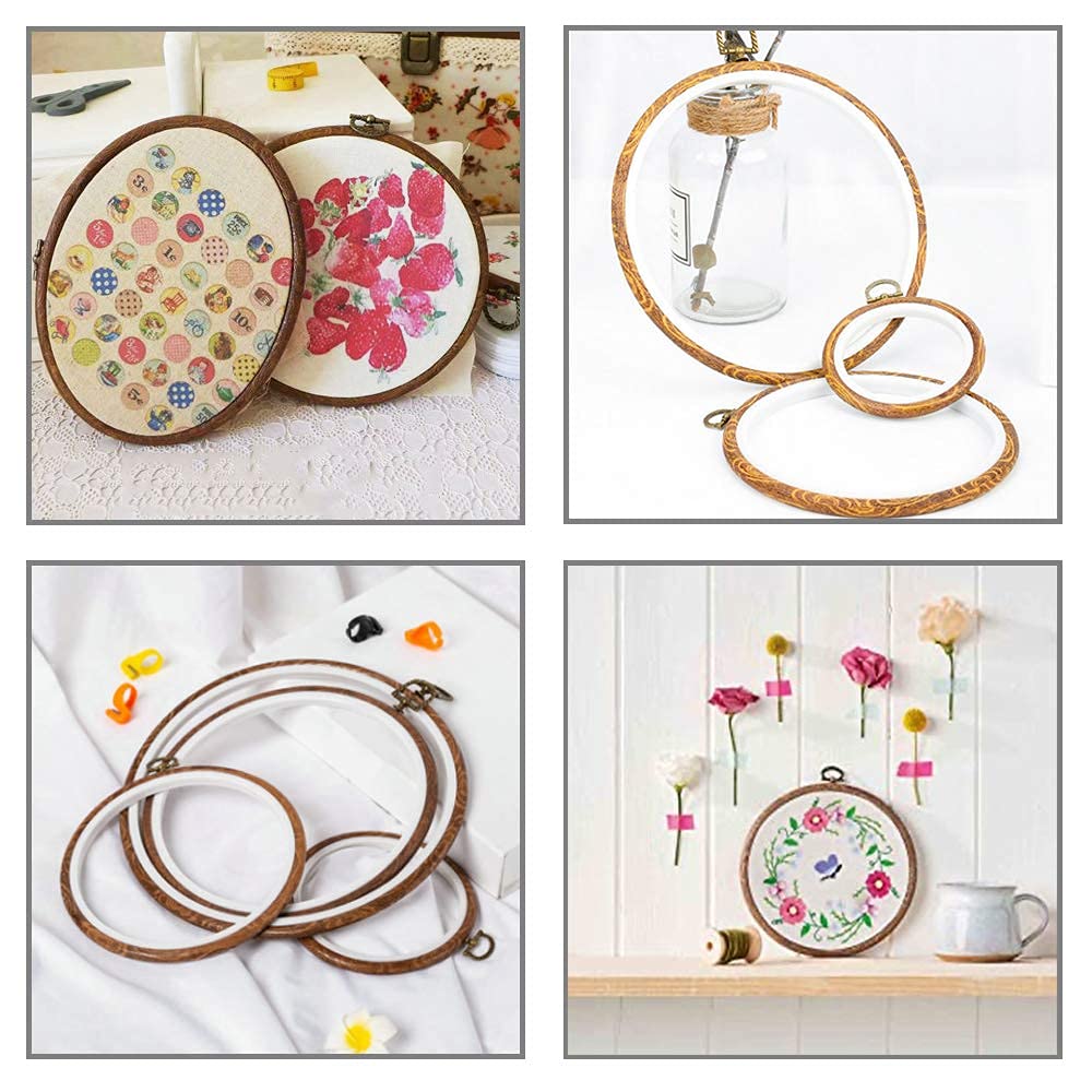 guofa 6.7'' Oval Embroidery Hoops- 2PCS 17x13CM Decorative Cross Stitch Hoops, Imitated Wood Resin Embroidery Frame Hoop for Art Craft Sewing guofa