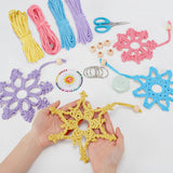ACRNIGHEET 4pcs Snowflake Christmas Macrame Kit for Beginners, Xmas Tree Hangings Kits, Learn to Macrame with Step-by-Step Tutorials, Christmas Gifts ACRNIGHEET