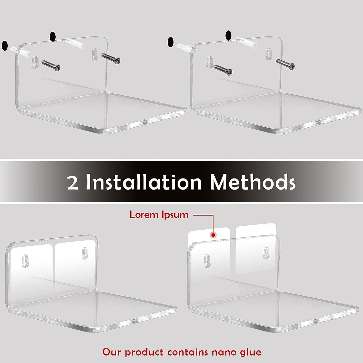 Trailwalk Acrylic Small Shelf,Mini Floating Wall Shelf,Wall Mounted Storage Shelf,for Pop Figures,Plant,Picture Photo Modern Wall for Office Bedroom Living Room,Clear (3 Pack) Trailwalk