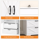 CORAZAZA Armoire Wardrobe Closet with Mirror Door,3 Doors Farmhouse Bedroom Armoire with Drawers and Adjustable Shelves,Wooden Armoire Wardrobe Closet with Hanging Rod for Bedroom(White) CORAZAZA