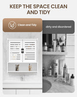 Frstem Bathroom Wall Cabinet, Wall Mounted Medicine Cabinet White Over The Toilet Storage Organizer Hanging Bathroom Cabinet for Bedroom Laundry Room Kitchen Bathroom,16.53" x 14.96" x 7.08" Frstem