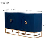 Amposei Sideboard Buffet Cabinet 59.8-Inch Wooden Credenza Console Storage Cabinet Entryway Table Cabinet with Storage & Adjustable Shelves for Living Room Entrance Kitchen, Navy Blue Amposei
