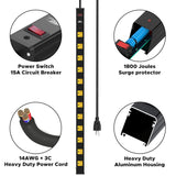 Long Power Strip, 12-Outlet Heavy Duty Surge Protector Wall Mount Power Strip with 1800 Joules Protection 15A Circuit Breaker 6FT for Garage, Shop, Industrial, Underdesk CRST