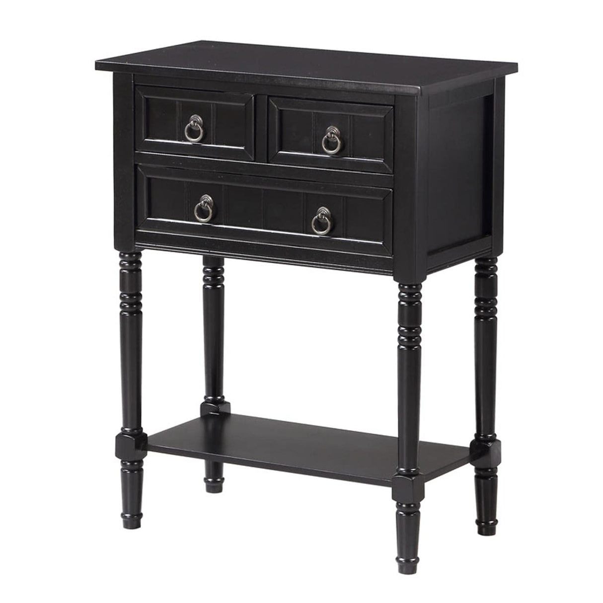Convenience Concepts Kendra 3 Drawer Hall Table with Shelf, Black Convenience Concepts