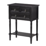 Convenience Concepts Kendra 3 Drawer Hall Table with Shelf, Black Convenience Concepts