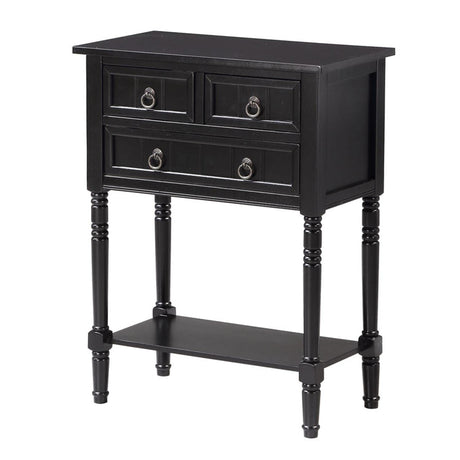 Convenience Concepts Kendra 3 Drawer Hall Table with Shelf, Black Convenience Concepts