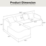 KEIKI 104.7" Cloud Sofa, L-Shape Sectional Sofa with Curved Chaise, Futon Sofa Couch Folding Mattress for Living Room, Guest, Bedroom,No Assembly Required, Beige KEIKI