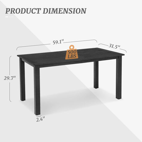 Cozyman 6-Person HDPS Outdoor Dining Table, Weather-Resistant Rectangle Patio Dining Table, 500LBS Weight Capacity, Outdoor Patio Table for Outside Indoor, Lawn, Garden, and Backyard, Black Cozyman