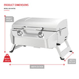 Nexgrill Stainless Steel 2-Burner Portable Gas Grill with Locking Lid, Folding Legs, 20,000 BTUs, 251 SQ In Cooking Space, Tabletop Grill for Camping, Outdoor Cooking, Patios, and More - 820-0007GE Nexgrill