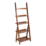 K KELBEL Bookshelf & Ladder Shelf &Storage Rack & Multipurpose Bamboo Organizer Shelves Furniture for Home Office, Living Room, Kitchen, Office 5 Tier （Brown） K KELBEL