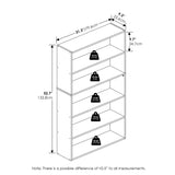 Furinno PASIR Book Shelf, 5-Tier Bookshelf, Bookcase with Open Shelf, 9.4 x 31.5 x 52.7, for Living Room, Bedroom, Home Office, White Furinno