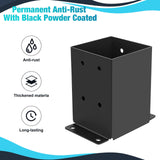 4 Pcs Post Base ,4"x 4" Post Brackets(Actual 3.6"x 3.6"), Heavy Duty Black Metal Powder-Coated Thick Steel Post Anchor Outdoor for Support Deck Base Plate , Fence Kit,Mialbox Post Mount AXWHYS