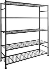 Sakugi Storage Shelves - 5 Tier Shelf Organizer, Heavy Duty Garage Shelving Unit with Leveling Feet, Stable Metal Shelves Organizer for Pantry, Kitchen and Closet, 47.3" W x 12.6" D x 60.8" H, Black Sakugi