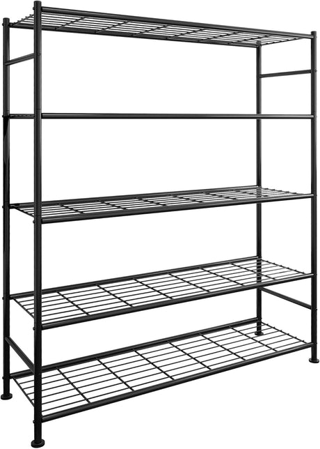 Sakugi Storage Shelves - 5 Tier Shelf Organizer, Heavy Duty Garage Shelving Unit with Leveling Feet, Stable Metal Shelves Organizer for Pantry, Kitchen and Closet, 47.3" W x 12.6" D x 60.8" H, Black Sakugi