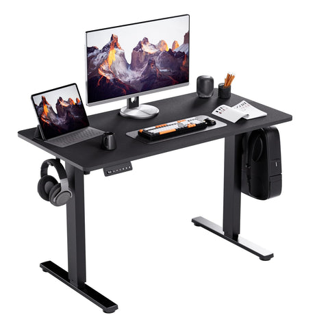 SohoTeco Motorized Standing Desks, Electric Stand Up Desk with Ultra Stable Construction and Cable Management,Adjustable Height Desk with Memory Preset Design for Home Office Use 48x24 in Black SohoTeco