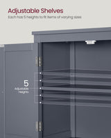 VASAGLE Bathroom Floor Storage Cabinet, Bathroom Storage Unit, Freestanding Cabinet with 4 Doors, Adjustable Shelves, 11.8 x 23.6 x 43.3 Inches, Slate Gray UBBC552G01 VASAGLE