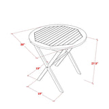 East West Furniture Marion 3 Piece Outdoor Conversation Bistro Set Contains a Round Acacia Wood Coffee Table and 2 Folding Adjustable Arm Chairs, 30x30 Inch, Natural Oil East West Furniture