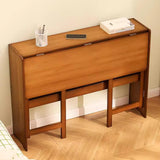 Lebolna Collapsible Desk for Small Spaces,Bamboo Folding Writng Working Computer Desk,Expandable Design with Shelves,Rustic Foldable Desk Table Home Office Fold Up Desk(33" W, Brown) Lebolna