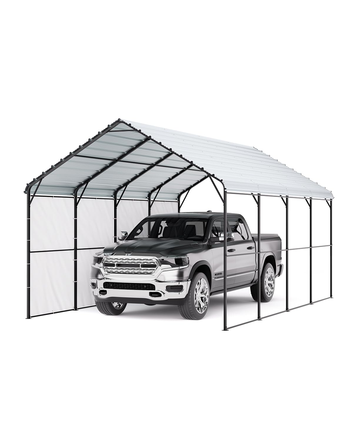 VEVOR Heavy Duty Metal Carport, 12' x 20' Outdoor Carport with Galvanized Steel Frame & Roof, Car Tent Garage Shade with Removable Sidewalls, Multi-Use Car Shelter for Pickup, Boat, Car & Tractors VEVOR