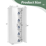 70" Tall White Modern Pantry Cabinet with Adjustable Shelves and Anti-Tip Safety Features LOKO
