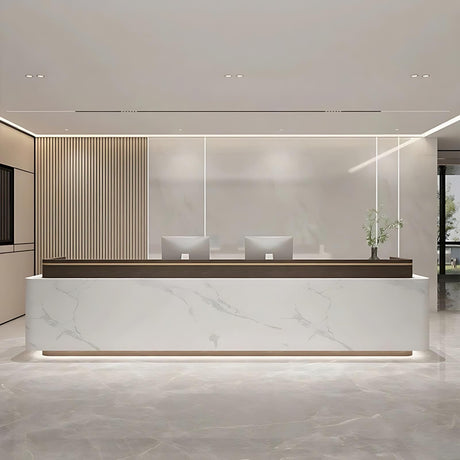 ZGNBSD Modern Reception Desk – Contemporary Front Desk with Counter and Storage, Reception Table for Office, Retail Checkout Counter for Lobby or Store, No Assembly Required (Color F,104IN) ZGNBSD