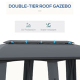 Outsunny 10' x 20' Patio Gazebo, Outdoor Gazebo Canopy Shelter with Netting, Vented Roof, Steel Frame for Garden, Lawn, Backyard, and Deck, Dark Gray Outsunny