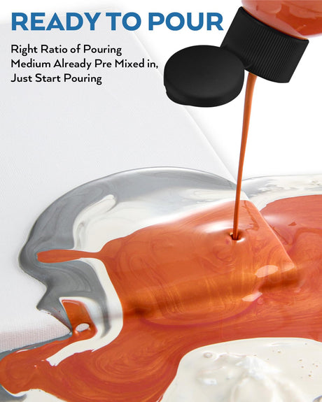 Nicpro 8 Colors 8.45oz Metallic Acrylic Pour Paint Supplies Kit, Large Volume Ready to Pour Premixed High Flow Pouring Paint Set with Silicone Pouring Oil, Gloves, Instructions for Beginner DIY Nicpro