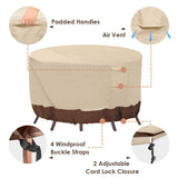 Vailge Round Patio Furniture Covers, 100% Waterproof Outdoor Table Chair Set Covers, Anti-Fading Cover for Outdoor Furniture Set, UV Resistant, 84"DIAx28"H, Beige & Brown Vailge