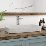 Bathroom Vessel Sink, DeerValley 19'' x 12'' Semi Recessed Bathroom Sink Rectangular White Ceramic Vessel Sinks for Bathroom Modern Bath Sink Bowl Vanity Sink Above Counter Basin DV-1V0047 Deer Valley