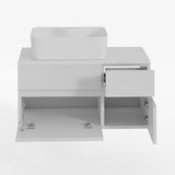 Weibath Floating Wall-mounted Bathroom Vanity Faux Marble Top with Ceramic Vessel Sink (White, 31.5"W x 15.8"D x 16.5"H) Weibath