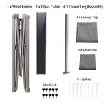 CROWN SHADES 8 x 5 Foot BBQ Grill Gazebo Beach Tent Canopy, Easy Up Outdoor Patio Shade Cover with Double Tier Vented Top & 2 Side Shelves, Grey CROWN SHADES