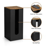 GCWSTJK Black Freestanding Wooden Toilet Paper Holder Stand, Rustic Bathroom Storage Organizer with Burnt Wood Lid, Fits 3 Extra XXL Toilet Paper Rolls GCWSTJK