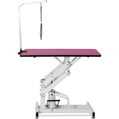 ZSQ Dog Grooming Table Z-Lift Hydraulic, Professional Grooming Table at Home, Grooming Table for Dogs Foldable, Adjustable Dog Grooming Table for Medium Large Dog,Purple/Pink (Pink)